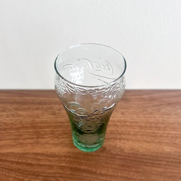 Textured Coca-Cola Drinking Glass with Embossed Logo – Green Tint - Picture 3 of 3